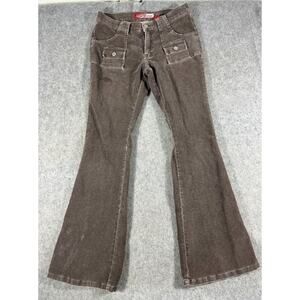 VTG Y2K Lazer Jeans Corduroy Pants Women 7 Brown Bell Bottom Flared Indie Grunge